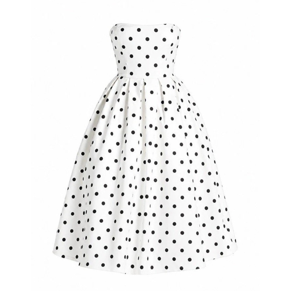 Babyboo Edith Midi Dress Black Polka Dot Print Size Medium NWT Flowy Elegant